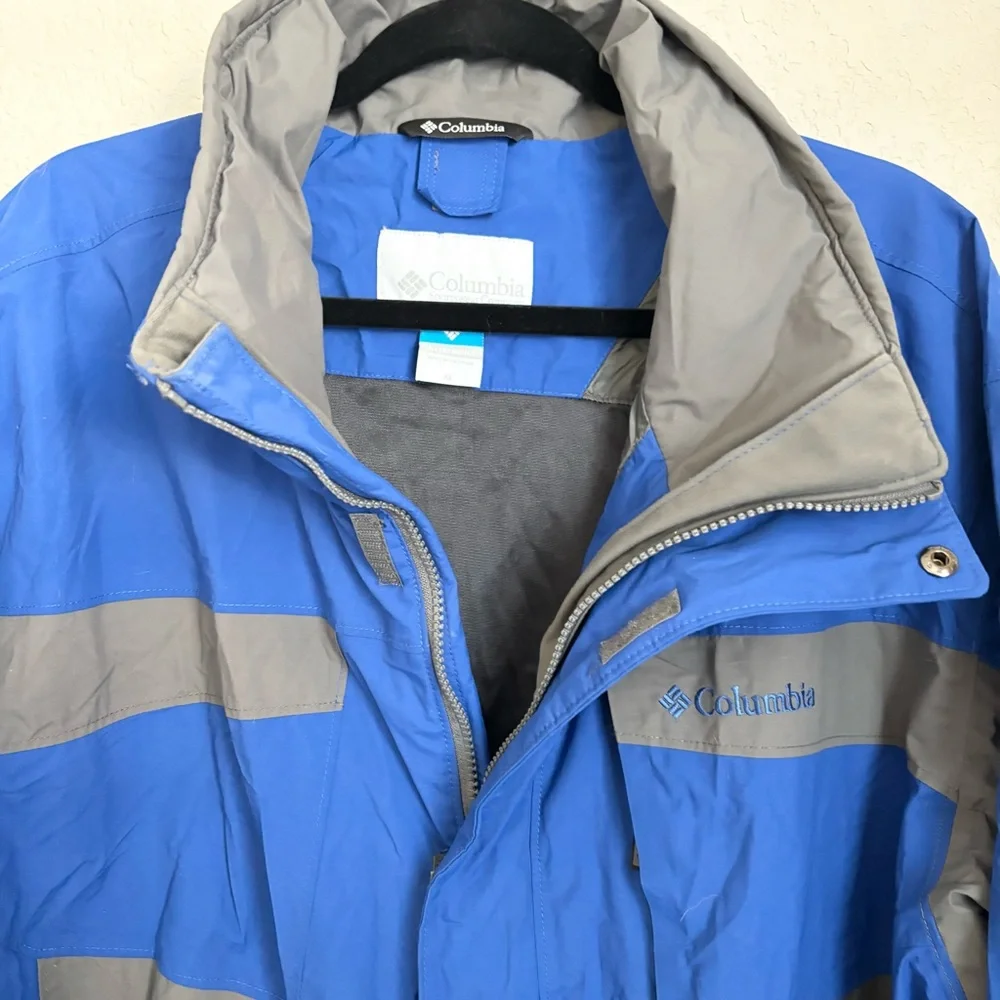 Columbia Men’s XL Waterproof Rain Jacket Blue Gray Outdoor Shell - Picture 14 of 16